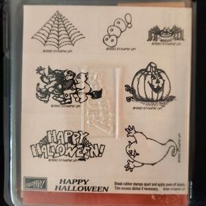 Stampin' Up! Halloween Rubber Stamp Set with Black Illustrations
